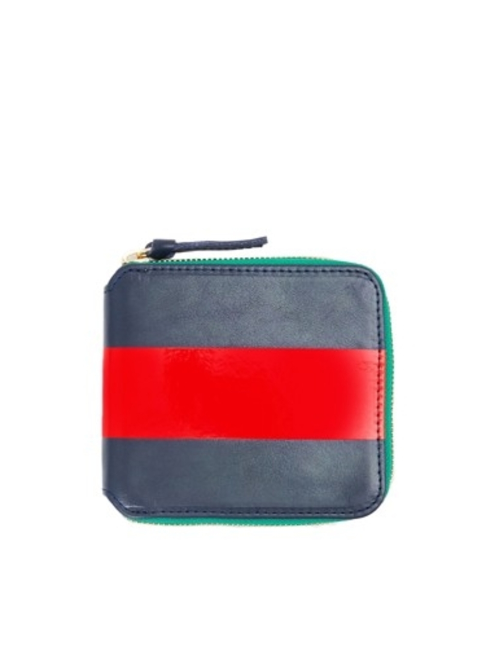 Clare V Navy Wallet with Red Stripe and Teal Zipper
